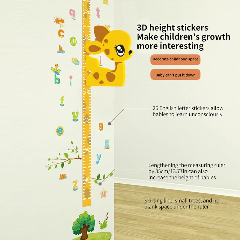 wall stickers 3d cartoon height measurement living room decoration