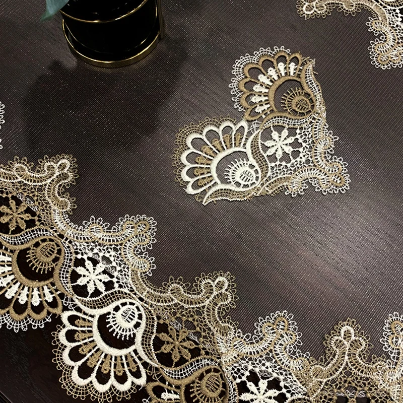 Retro Oval Shape Tablecloth Dining Table Runner European Embroidered Tea Table Cloth Lace TV Cabinet Covers Home Decor table cloth