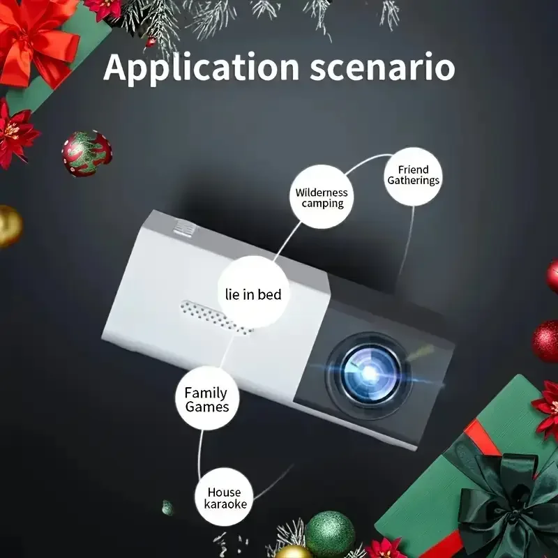 Portable Projector Hd 1080P Portable Smart Projector Ideal for Home Theater Outdoor Use Compatible with Mobile Phones for Parties