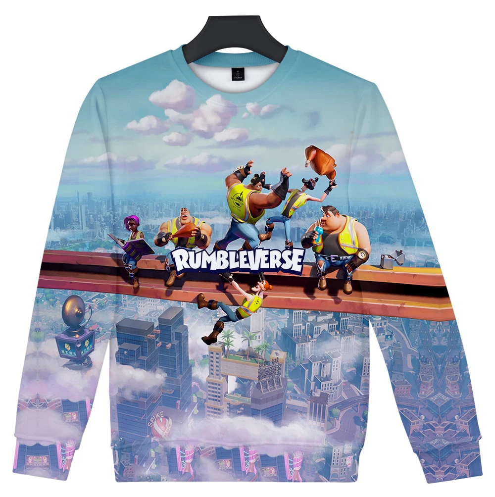 

3D Printed Rumbleverse Round Collar Sweatshirt Fashion O-neck Unisex Hip Hop Tops Suitable Boys Girls Casual Cartoon Streetwear