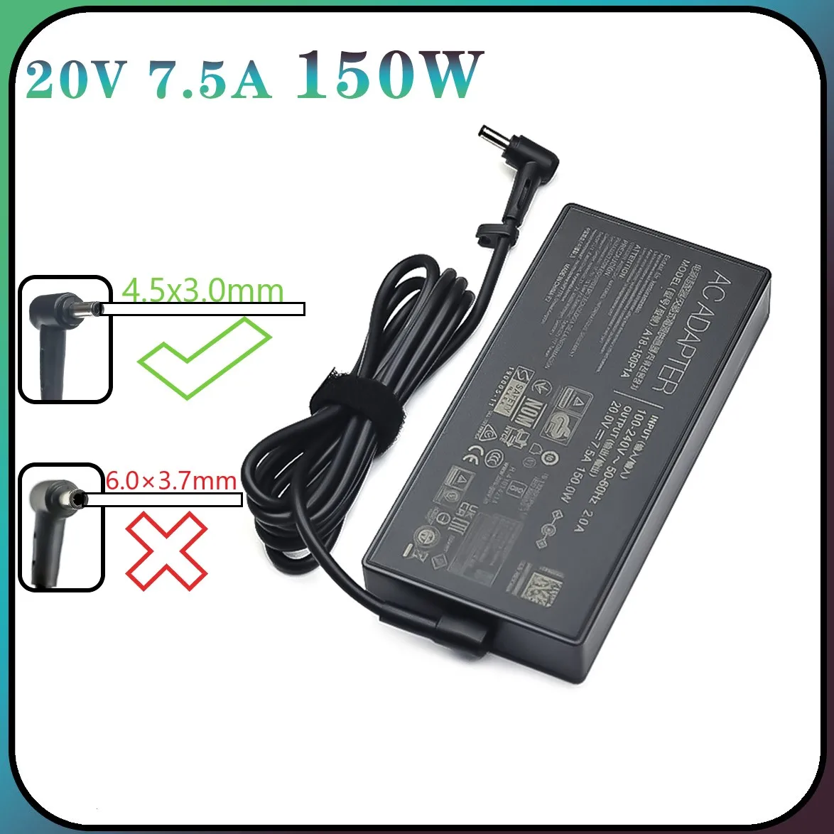 A18-150P1A ADP200075M Laptop Charger 20V 7.5A 150W AC Adapter For Asus UX535LH UX535LI X571LI UM535QA UM535QE K6500ZC 4.5x30MM