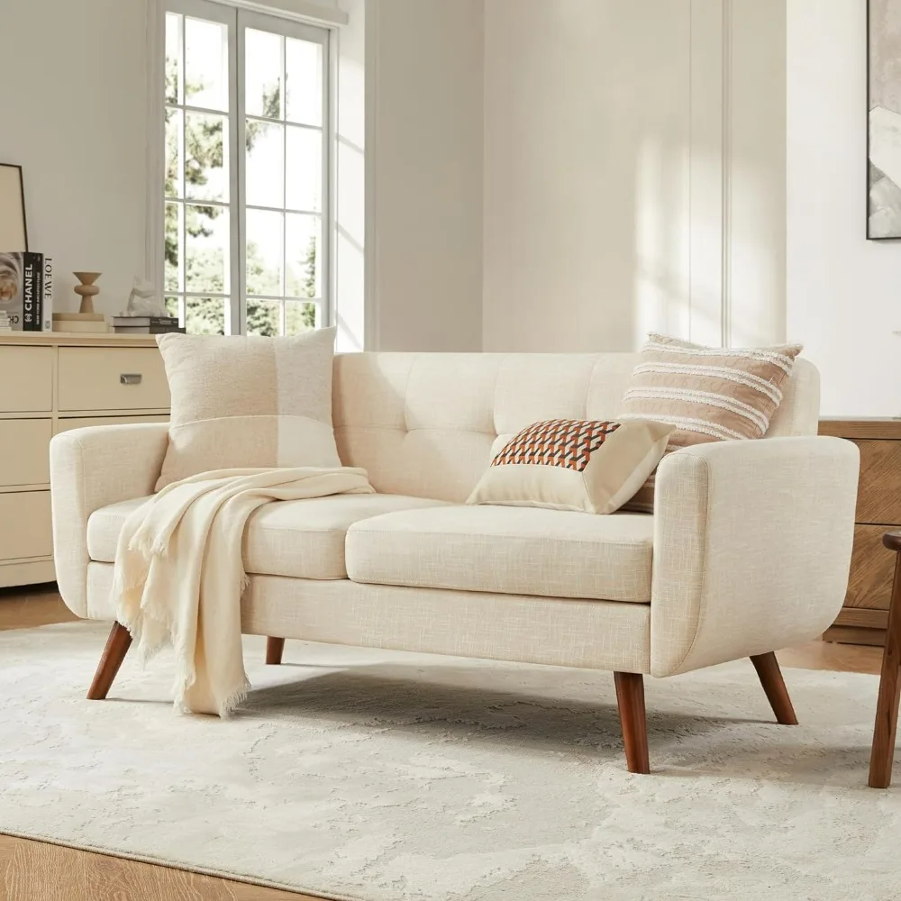 

65" W Love Seat Sofa, Modern Decor Love Seat Couches, Button Tufted Upholstered, Solid and Easy to Install, Small Couch