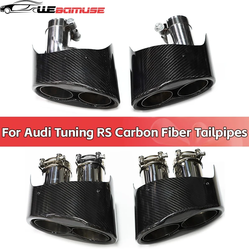2PcslotExhaustTipCarbonFibreCarExhaustforAudiRS6RS7RS5RS4