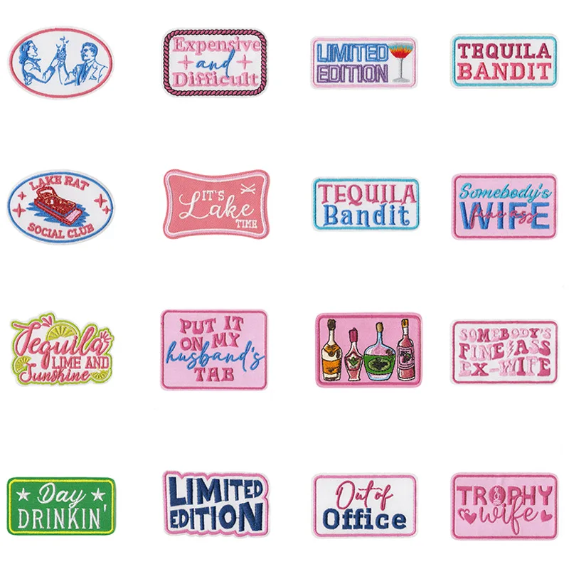 Bar Theme Embroidered Badge DIY Iron On Patches for Clothing Decoration