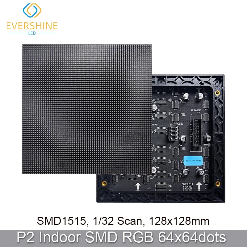 2mm Pitch SMD1515 64x64 Pixel RGB Full Color Indoor LED Panel Matrix P2 LED Advertising Display Screen Compatible With PIN2DMD