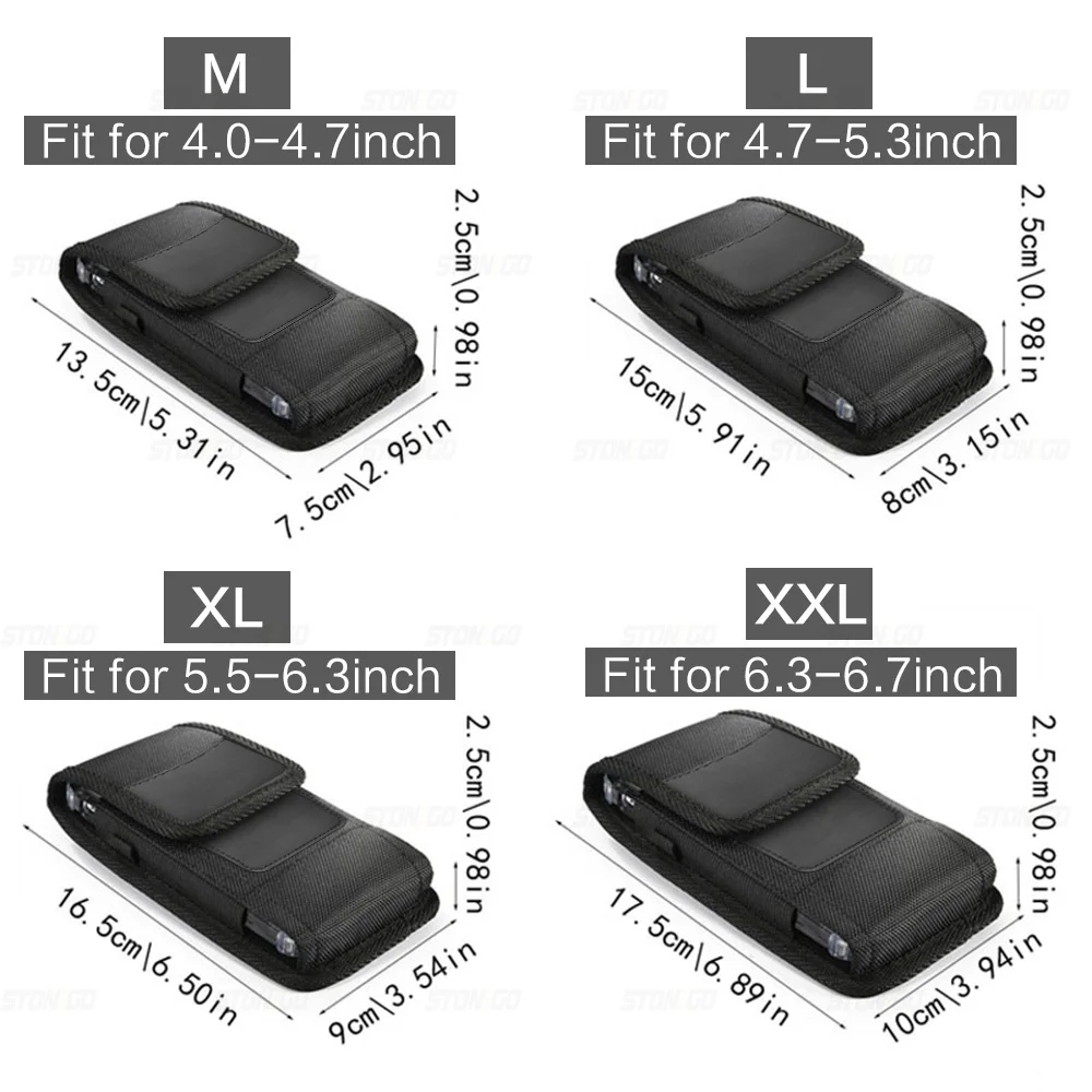 Durable Vertical Nylon Phone Holster with Belt Clip and Wallet Storage