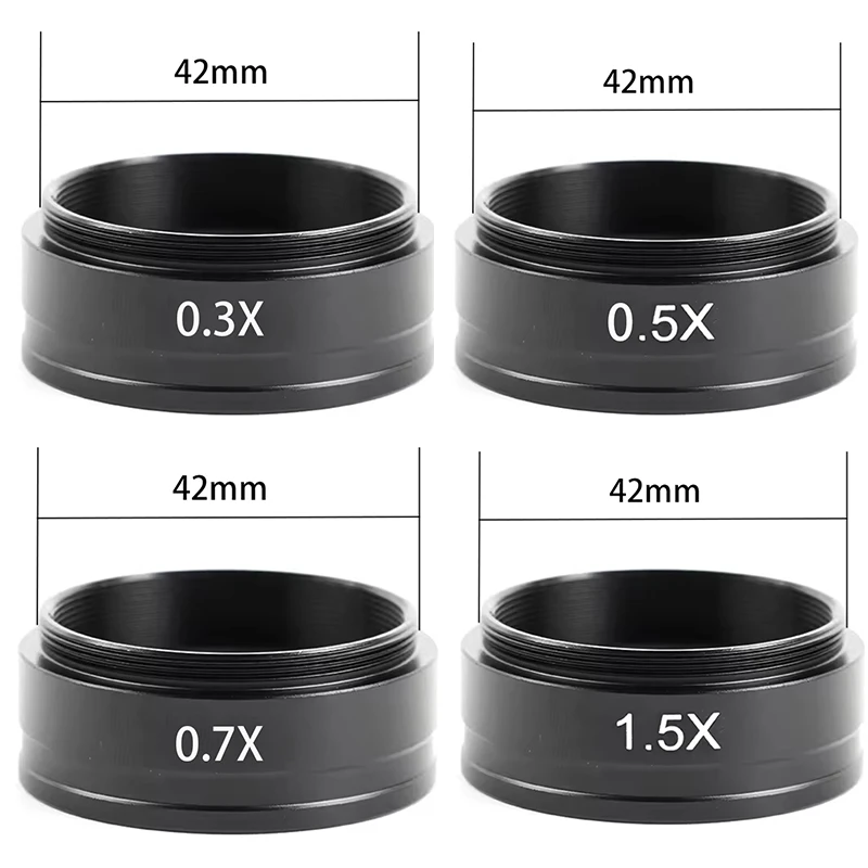 Auxiliary Barlow Objective Lens 0.3X 0.5X 0.7X 1.5X 2X M42 For 120X/180X/200X/300X/500X C-Mount Industrial Zoom Lens microscope objective lens