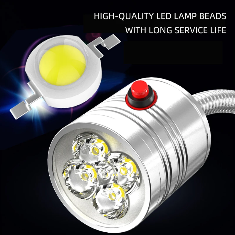 LED Cnc Machine Work Lights 110-220V 5W LED Work Light Adjustable Neck Fixed base Lamp Plugs can be customized