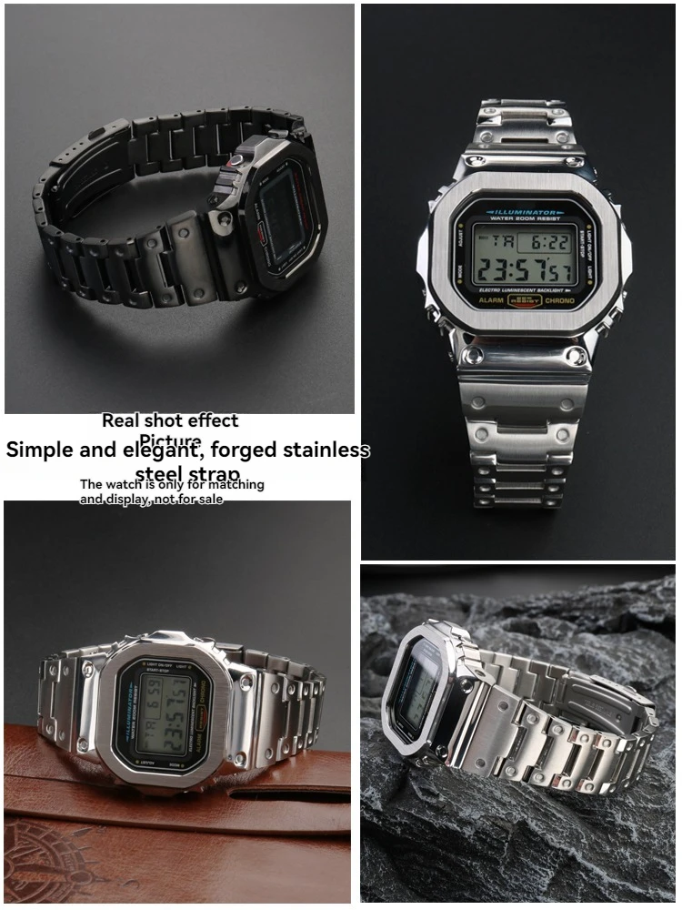 Elegant Stainless Steel Metal Watch Band & Case for Premium Watch Modification