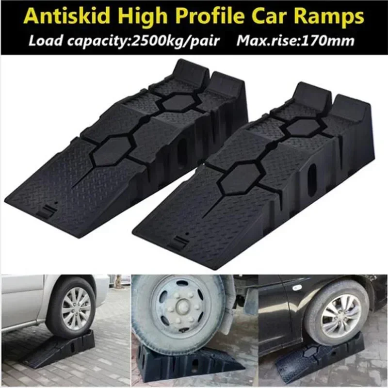 1 Pair Car Ramp - 6000lbs Capacity, Anti Slip with Enhanced Friction & Drainage Design, Leveling Ramp for Heavy Duty Car Lift