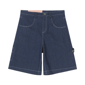 شارع العليا التطريز عادية فوق الركبة الصيف شورت جينز الرجال واسعة الساق فضفاض Y2K الدنيم قصيرة المتضخم خمس نقاط السراويل - Image 5