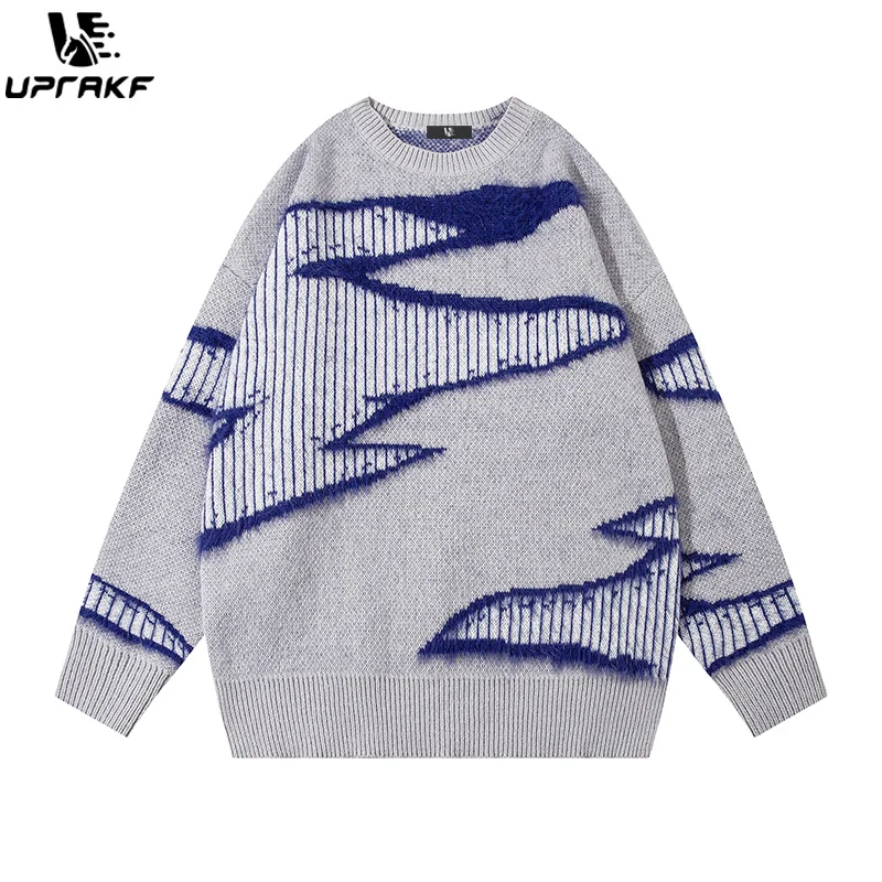 UPRAKF Oversize Sweater Loose Round Neck Knitted Winter Long Sleeves Warm Autumn Pullovers Casual Trendy Fashion