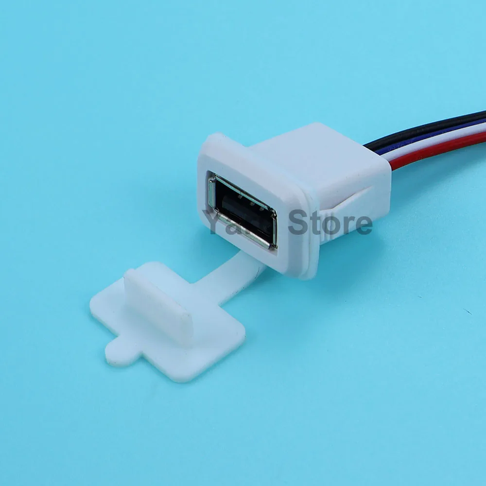 C303BC USB 2.0 여성용 전원 잭 2P 4P USB 2.0 충전 포트 커넥터 데이터 인터페이스 방수 캡 포함