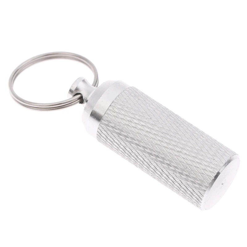 ⭐HOT❗ 1PC Aluminum Alloy Waterproof Pill Shaped Box Bottle Holder Container Keychain Medicine Box Pill Box Key Holder