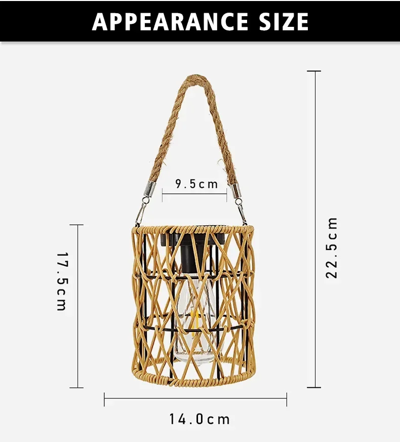 Description Picture 2 of itemOutdoor Household Villa Garden Projection Plastic Vine Woven Iron Lantern Simple and Durable Solar Energy Garden Lamp