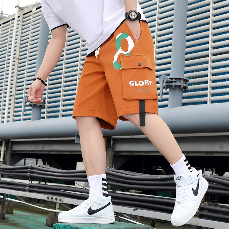 Casual 2024 Summer Shorts For Men's Fashion Printed Loose Knee-Length Pant Trouser Sport Outwear Elastic Waist Drawstring Jogger 4
