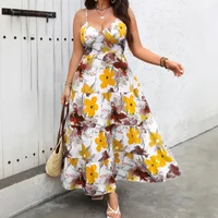Plus Size Large Size Printed Maxi Dress Temu Women's Clothing Strap Long Gown Polyester Fiber Other Patterns No Decoration Or...