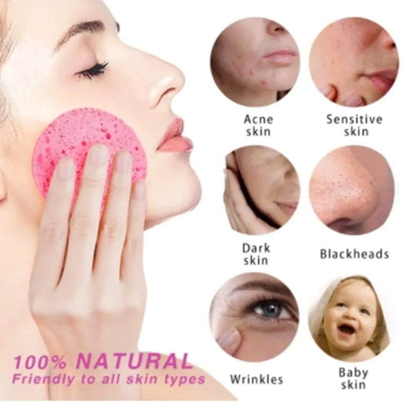 Compress Face Wash Puff 50-100 PCS Natural Wood Pulp Sponge Foaming Cosmetic Cleansing Sponge face wash puff makeup sponges