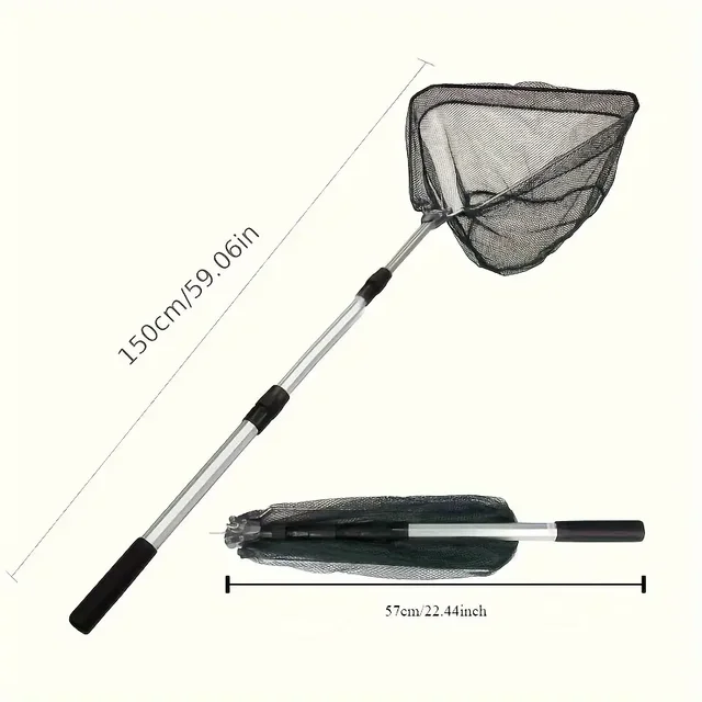 Extendable 55-112cm Handle Portable Retractable Folding Fishing Brail Net Telescopic Fishing Landing Scoop Net for Freshwater 3