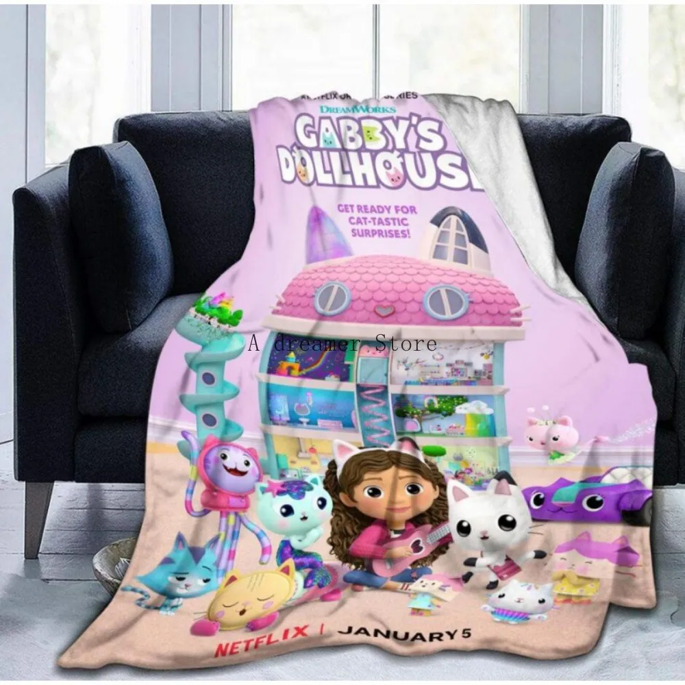 

Cartoon Gabby's Dollhouse Blanket Pink Blanket for Kids Bedding Soft Throw Blankets Rome Decor Gift for Bed Sofa Office 150x200