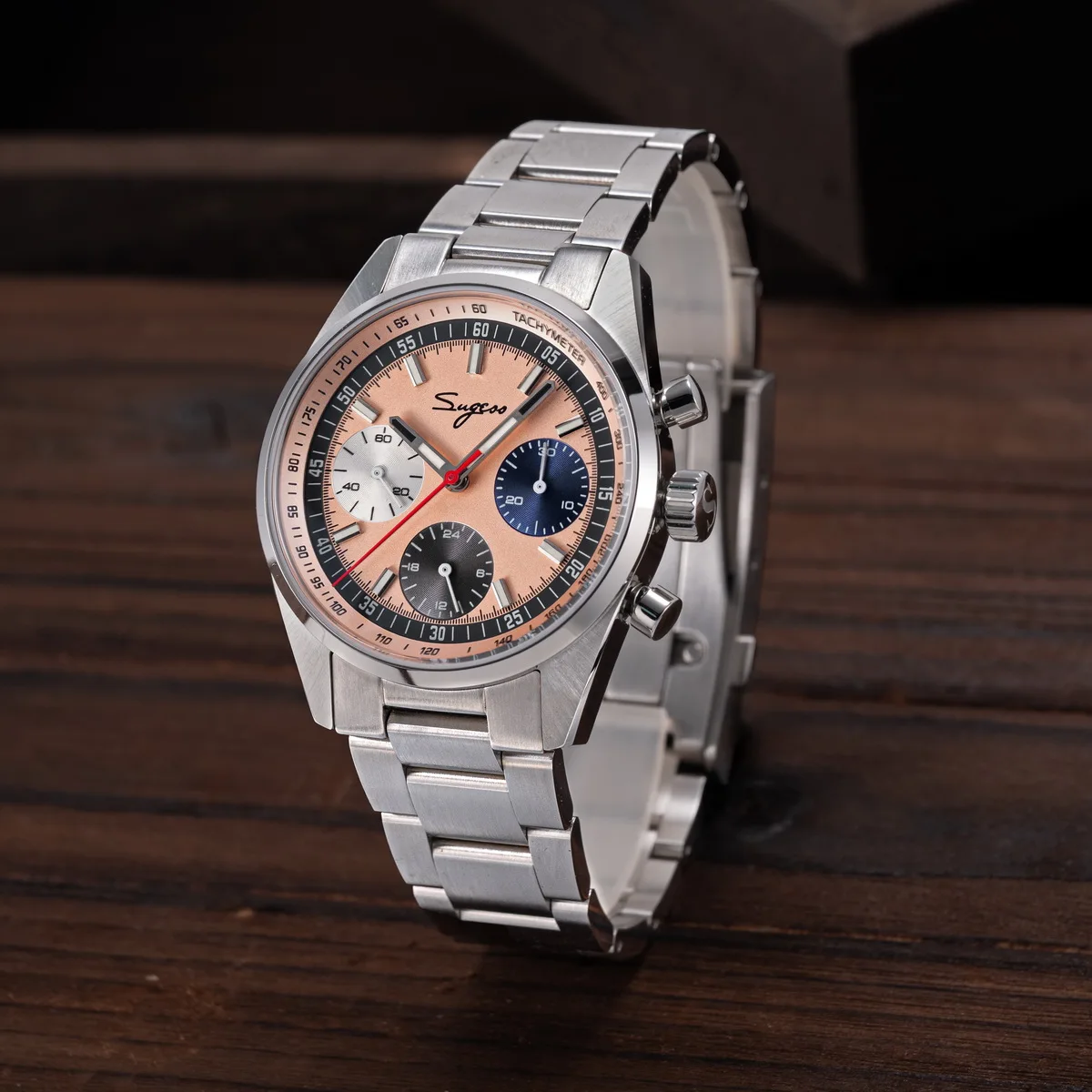 Sugess Mens Watch 38mm Chronograph Mechanical Wristwatches Tianjin Gooseneck Movement Sapphire Crystal Roulette Dial S465 new Sba8a20dccfd7449a810457bbe87c654b1