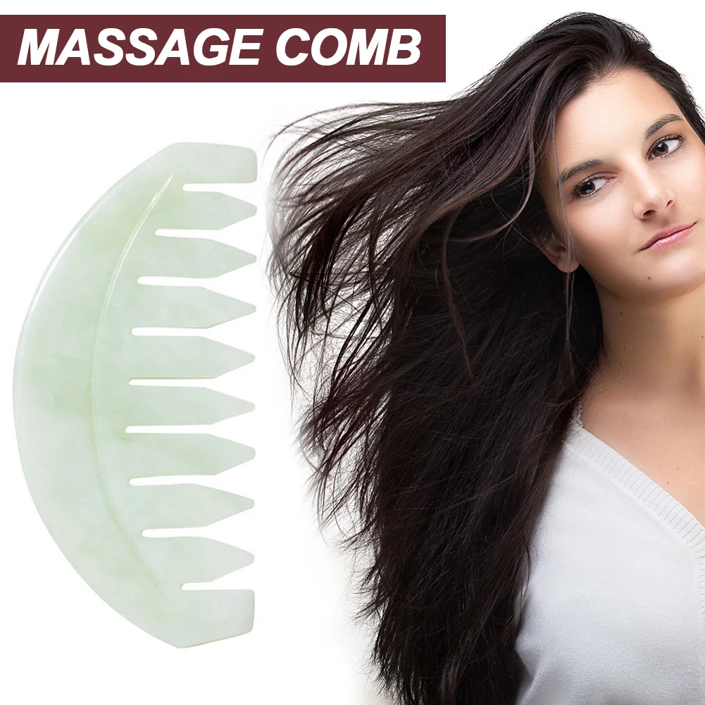Jade Comb Retro Scalp Massager Meridian Gua Sha Scraping Board Stone Treatment