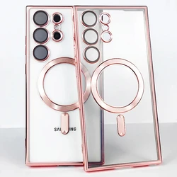 Luxury Plating Magnetic Wireless Charging Case Cover - Galaxy Note20 (Pink)