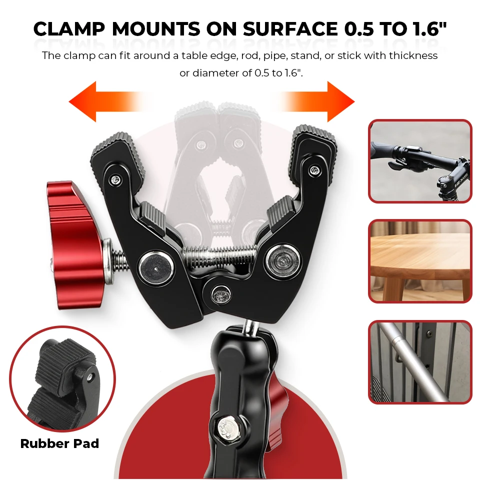 Super Clamp Camera Clamp Mount Monitor 360° Ballhead Magic Arm Ball Head Adapter