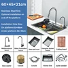 304 Stainless Steel Waterfall Kitchen Sink Sink Large Single basin With Large Single Slot Sink Above Counter With Cup Disher 6