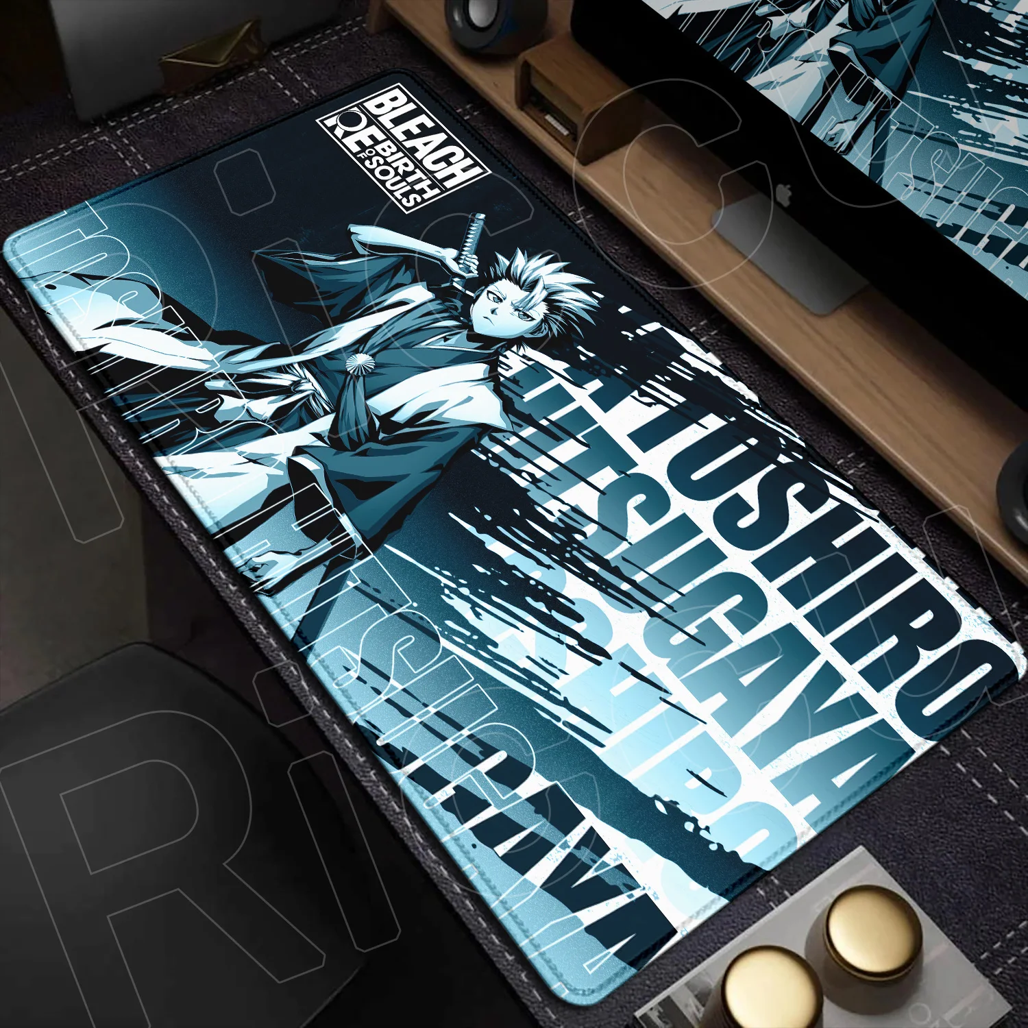 Großes HD-Druck Anime Bleach Mousepad XXL Laptop Büro rutschfeste Gummi weiche Tischmatte Hitsugaya Toushirou Spielmatte PC-Zubehör
