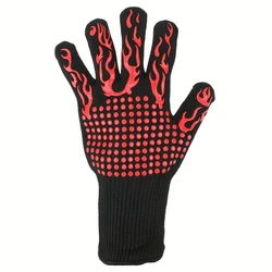 Heat-Resistant Fireproof BBQ and Oven Gloves (Red 130g men)