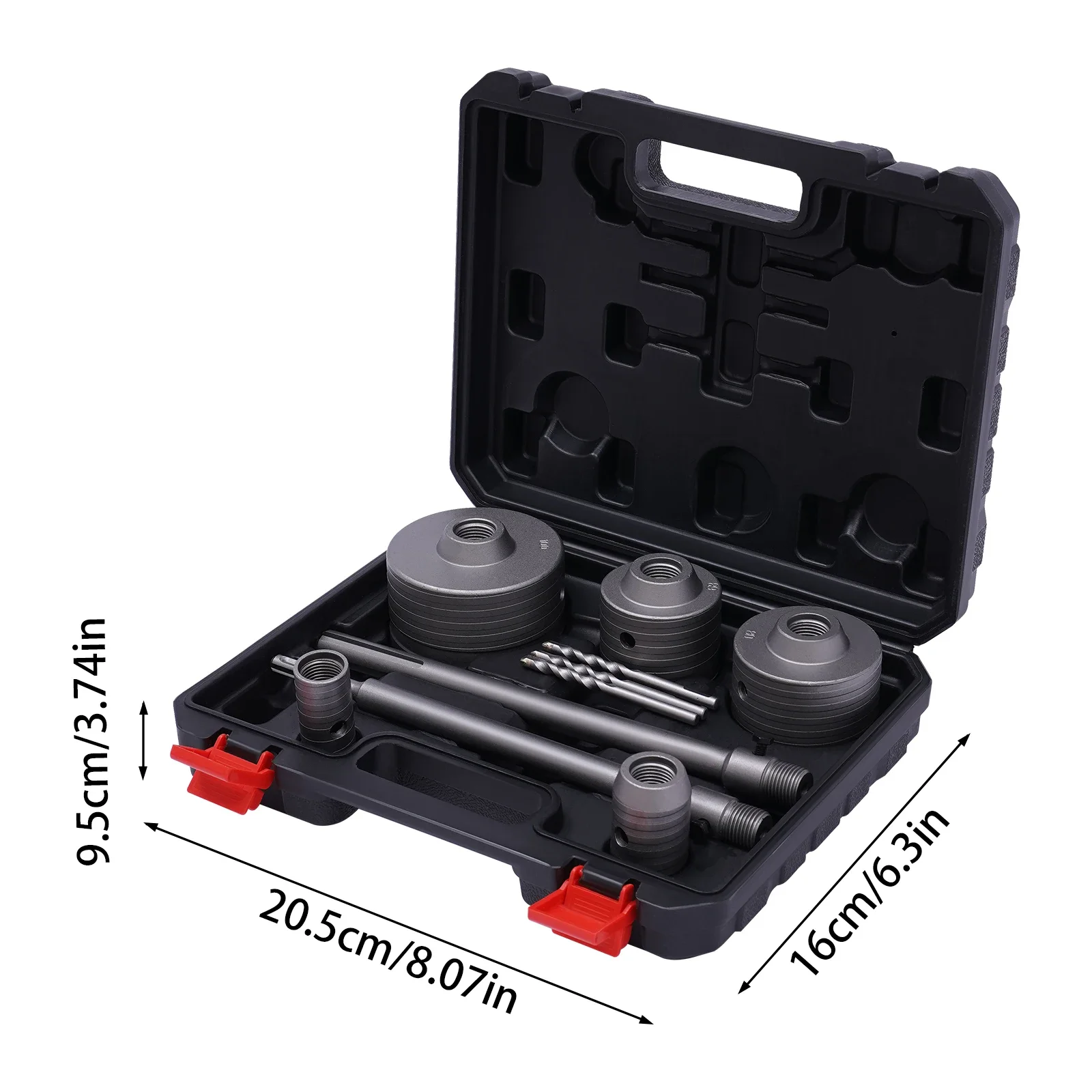 9-teiliges Hohlbohrer-Set, Durchmesser 30 mm, 40 mm, 68 mm, 80 mm, 100 mm, Lochsägen-Set für Ziegel-, Ton-, Schaum- und Betonwände – Detail 1