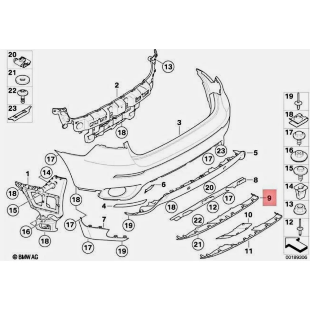 Rear bumper decorative panel For BMW X6 E71 2008-2010 51127176248