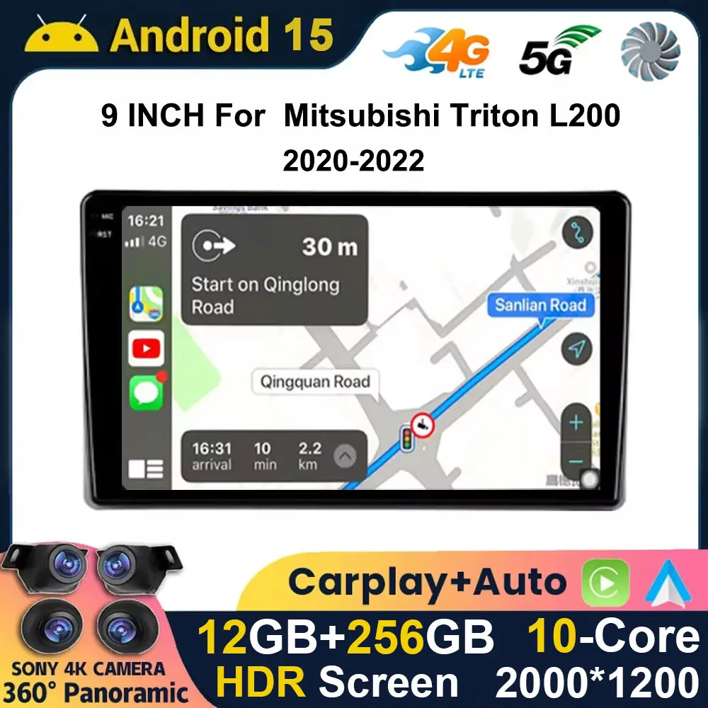 Estéreo de coche Android 15 de 9 pulgadas para Mitsubishi L200 5 Triton 2020 2021 2022, reproductor Multimedia de Radio automática, navegación GPS con Radio 1