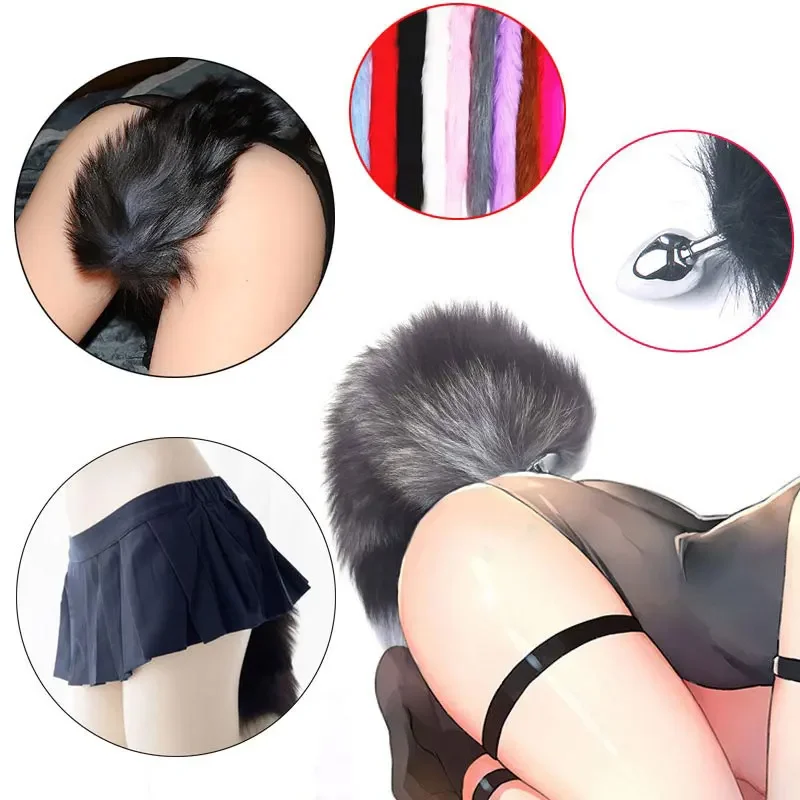 Sex Toys for Woman Cosplay Fox Mask Tail Anal Plug Metal Anus Butt Plug Mask Half Cat Mask Party Sexy Adult  Game Masks BDSM