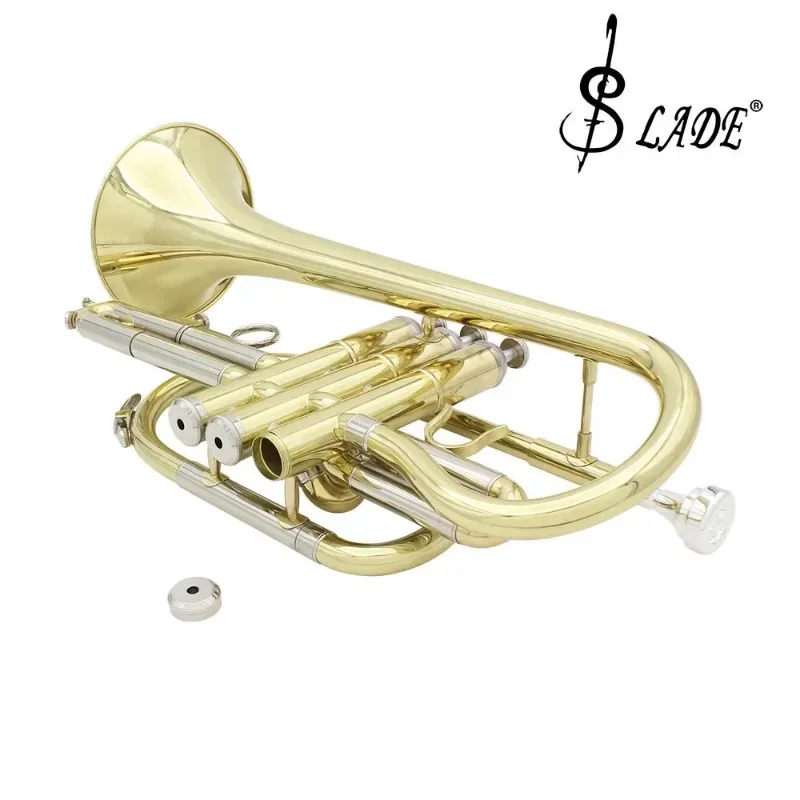 Professional Bb Cornet B Flat Gold Plated Brass Cornet Instrument with Mouthpiece Gloves Cleaning Cloth Carrying Case Parts