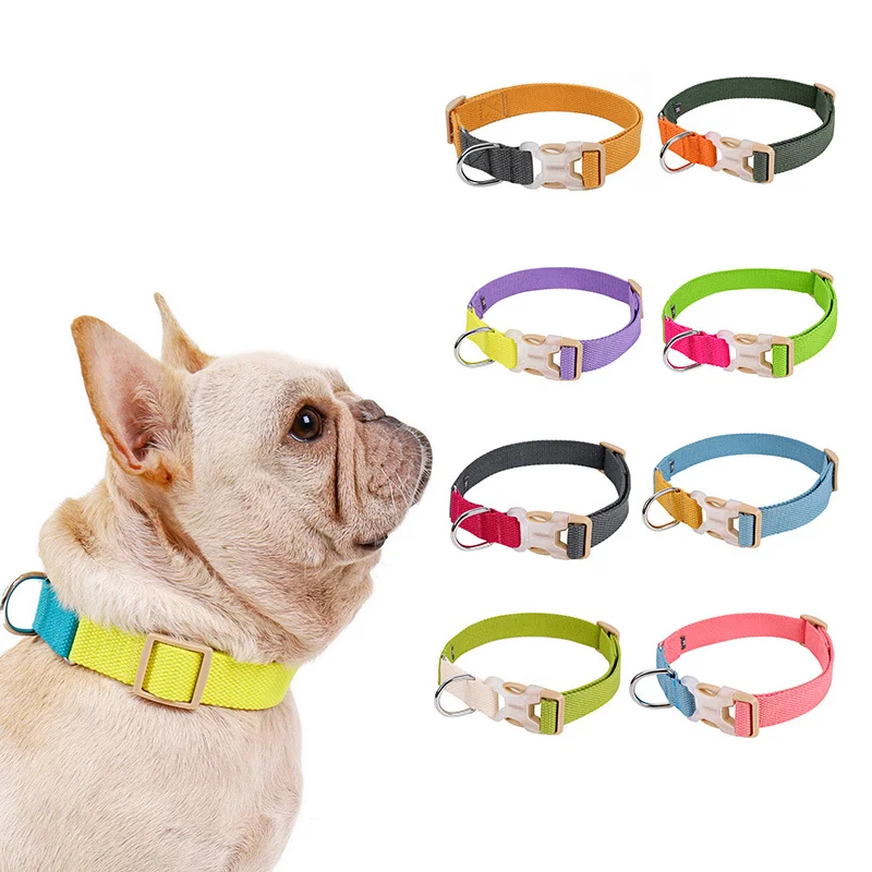 

Dog Color Blocking Collar Fashionable Dog Collar Polyester Cotton Ribbon Adjustable Comfortable Pet Collar for Small Large Dogs