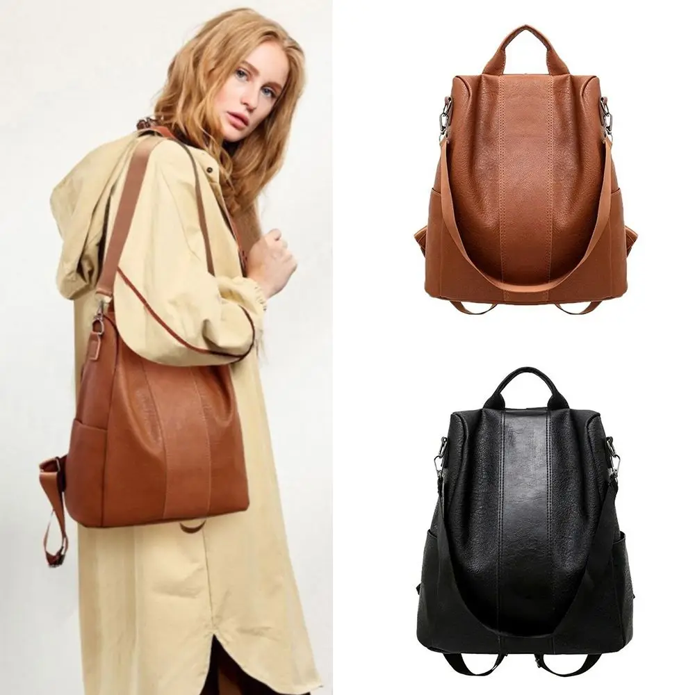 Ladies Rucksack Anti-theft Bag Womens Leather School Bag Backpack Handbag 4