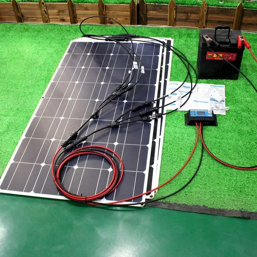 

12v Flexible Solar Panel Kit 100w 200w 300w Solar Panels with Solar Controller for Boat Car RV and Battery Charger