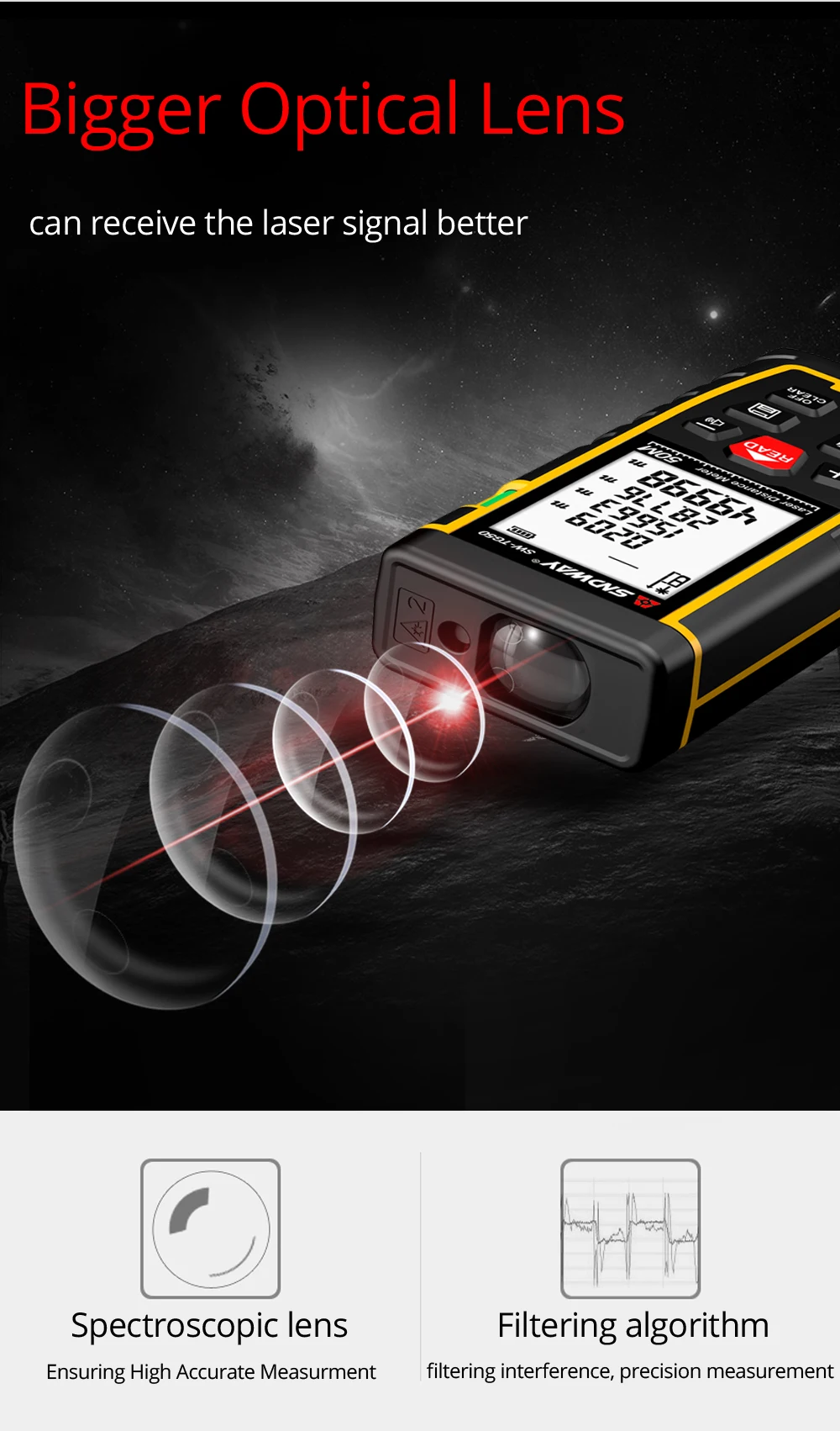 SNDWAY 50M 70m 100m 120m Laser distance meter/laser range finder measure tape la