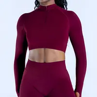 NCLAGEN Impact Crop Zippy haut de fitness à manches longues pour femmes vêtements de gymnastique sans couture course entraînement séchage rapide Pilates sport chemise de yoga 6