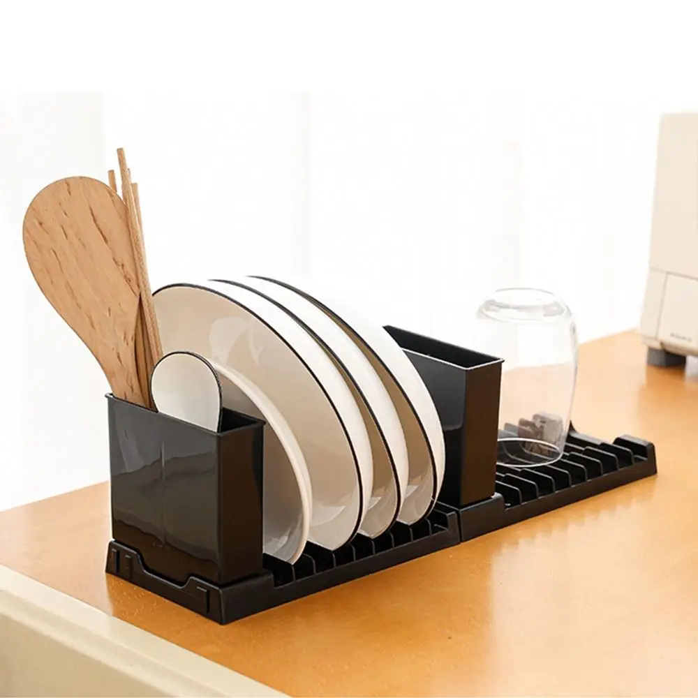 Plastic Foldable Dish Drying Rack 2 IN 1 Large Capacity Utensils Drainer Racks Space-Saving Tableware Storage Rack