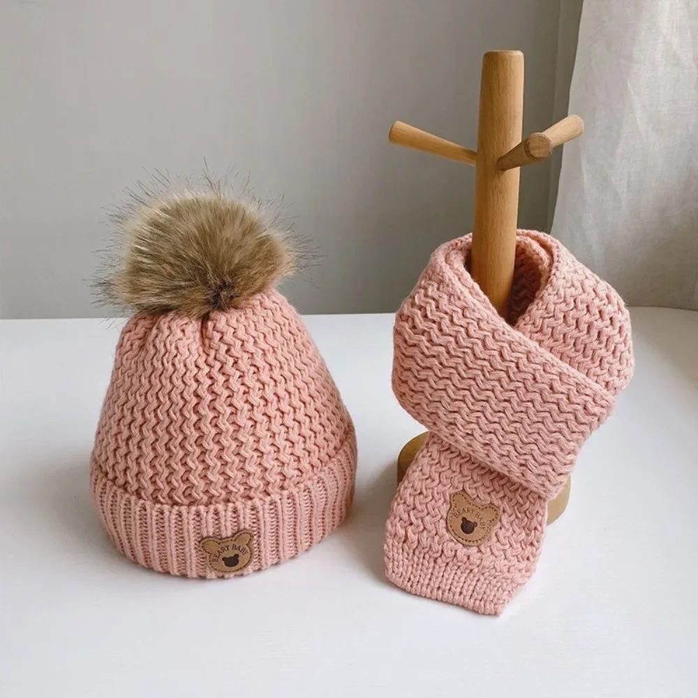 Winter Children's Hat Baby Woolen Hat Scarf Set Winter Knitted Comfortable Warm for Boys and Girls