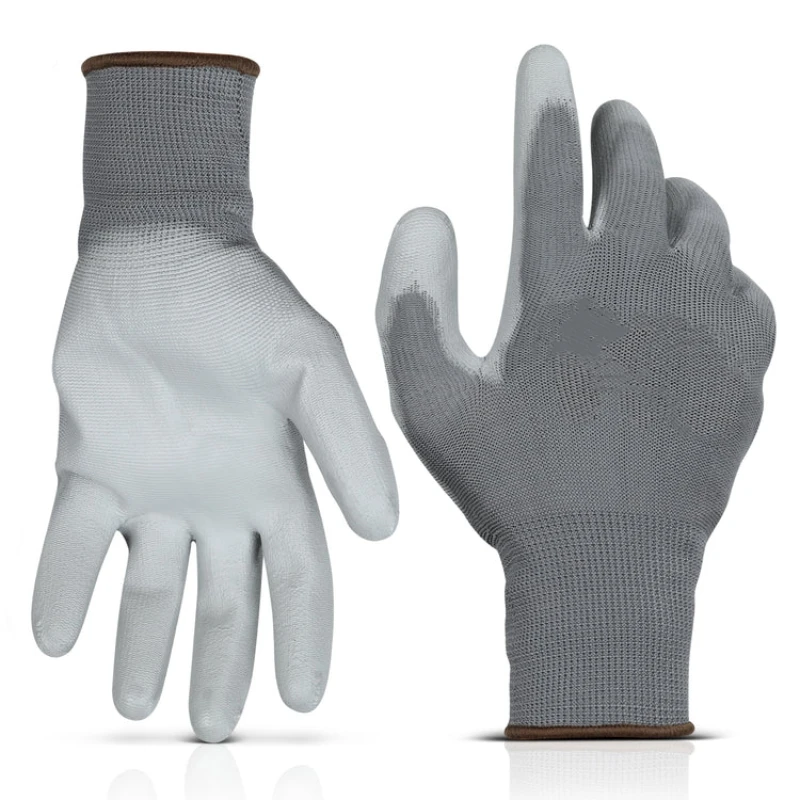 12PCS PU Coated Work Gloves Seamless Knit Nylon Safety Gloves