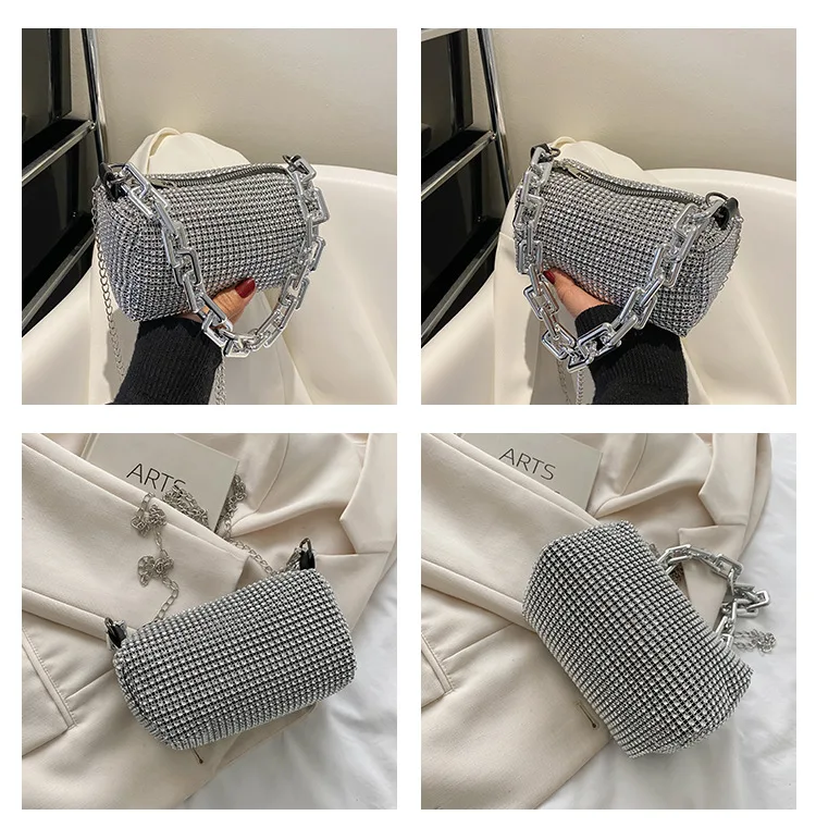 Bling Diamond Design Small Crossbody Messenger Bags for Women 2022 Summer Trend Luxury Fashion Travel Shoulder Handbags Purses