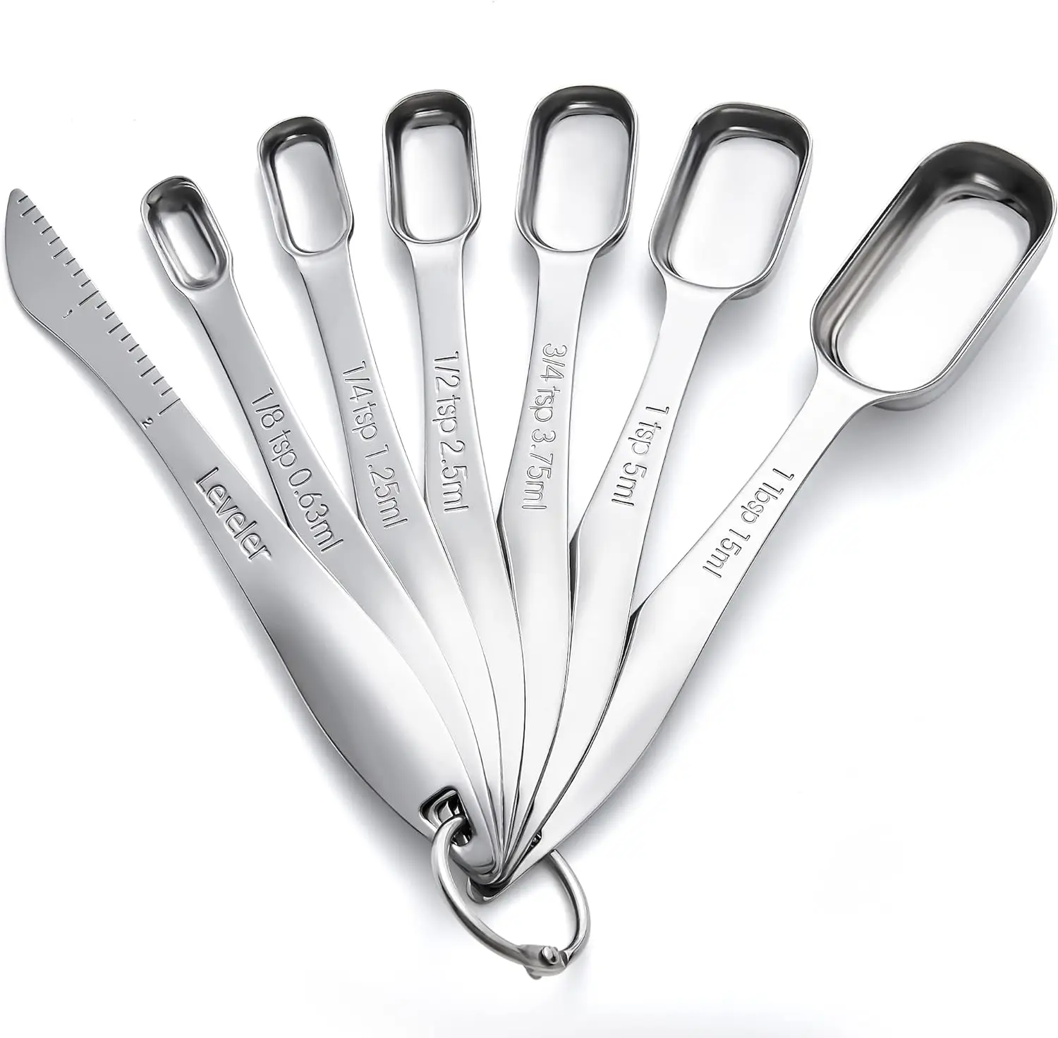 Kitchen Measuring Spoons Measuring Spoon Set Measuring Cup And Spoon Set Heavy Duty Measuring Spoons Set Stainless Steel, Metal Measuring Cups and Spoons Set for Dry or Liquid, Fits in Spice Jar