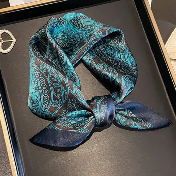 100% pura seta sciarpa collo fazzoletto da collo quadrato Bandana marchio di lusso per le donne scialli e avvolgere le sciarpe da ufficio hijab Foulard femminile 1