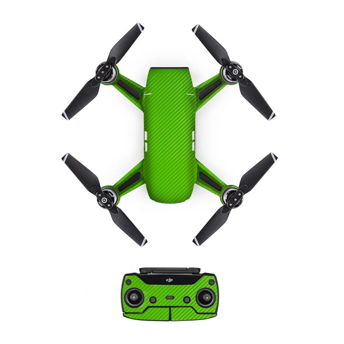 Carbon Fibre Style Decal PVC Skin Sticker For DJI Spark Drone + Remote Controllers + 3 Batteries Protection Film Cover