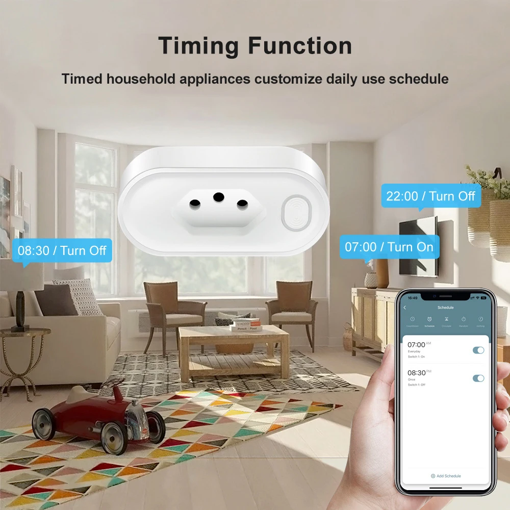 Aubess Tuya Wifi Smart Socket, BR 16A Alexa Voice Remote Timer Plug, Smart Home Via Smart Life Real-time Power Monitoring Plug