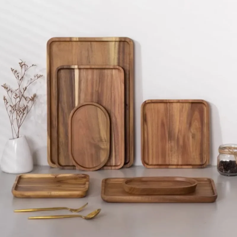 Vassoio In Legno Massello Rettangolare 30x20x2 Cm – Porta Snack, Tè E Caffè, Ideale Per Ristoranti E Casa